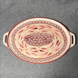 NWOB Temp-Tations Old World Elegant Cream and Red Serving Platter